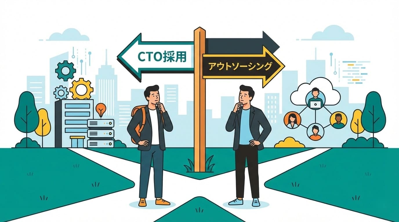 初期メンバーにCTOを迎えるべきか？外部委託か？判断フローチャート