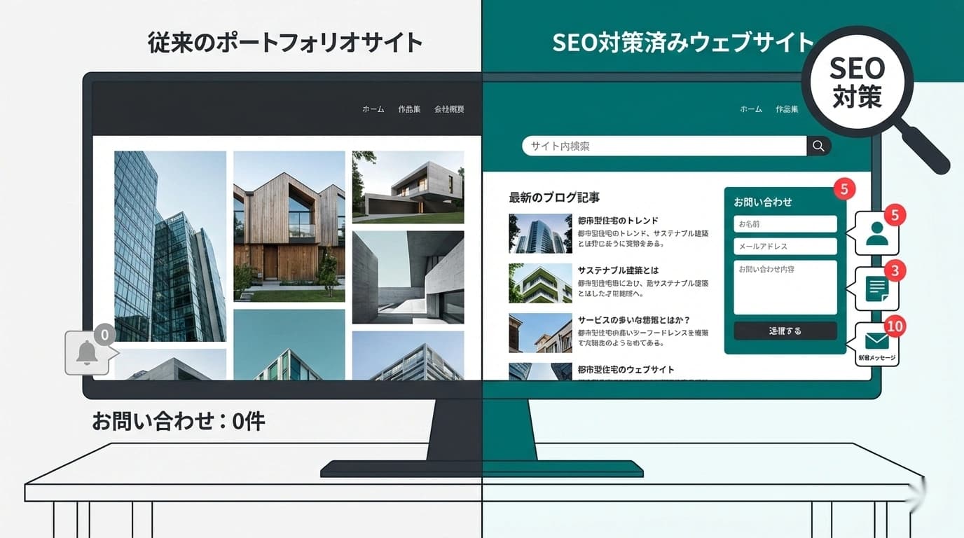 設計事務所のホームページ、ただの「作品集」になっていませんか？集客できるSEO対策