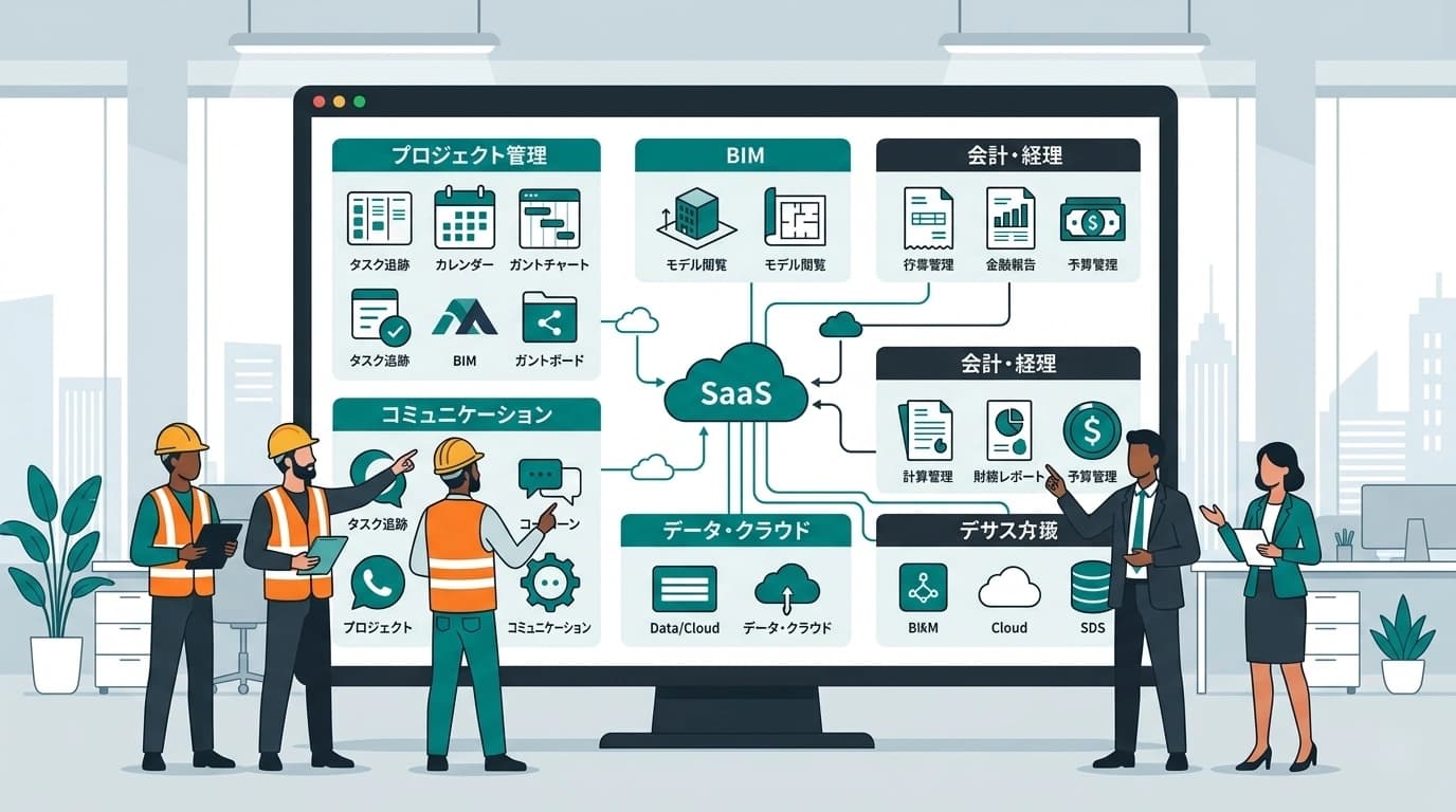 建設業向けSaaSカオスマップ2026年版｜工務店・設計事務所が本当に使えるツール徹底比較