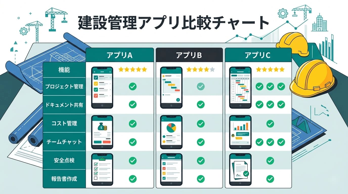 【2026年版】施工管理アプリ比較表｜料金・機能・導入実績を一覧で徹底比較