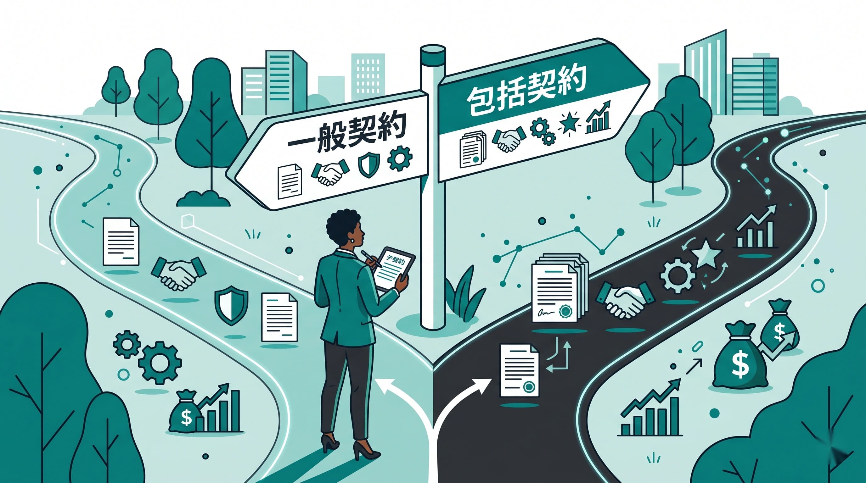 準委任契約と請負契約の違いを図解で解説｜どちらを選ぶべきか判断フローチャート付き