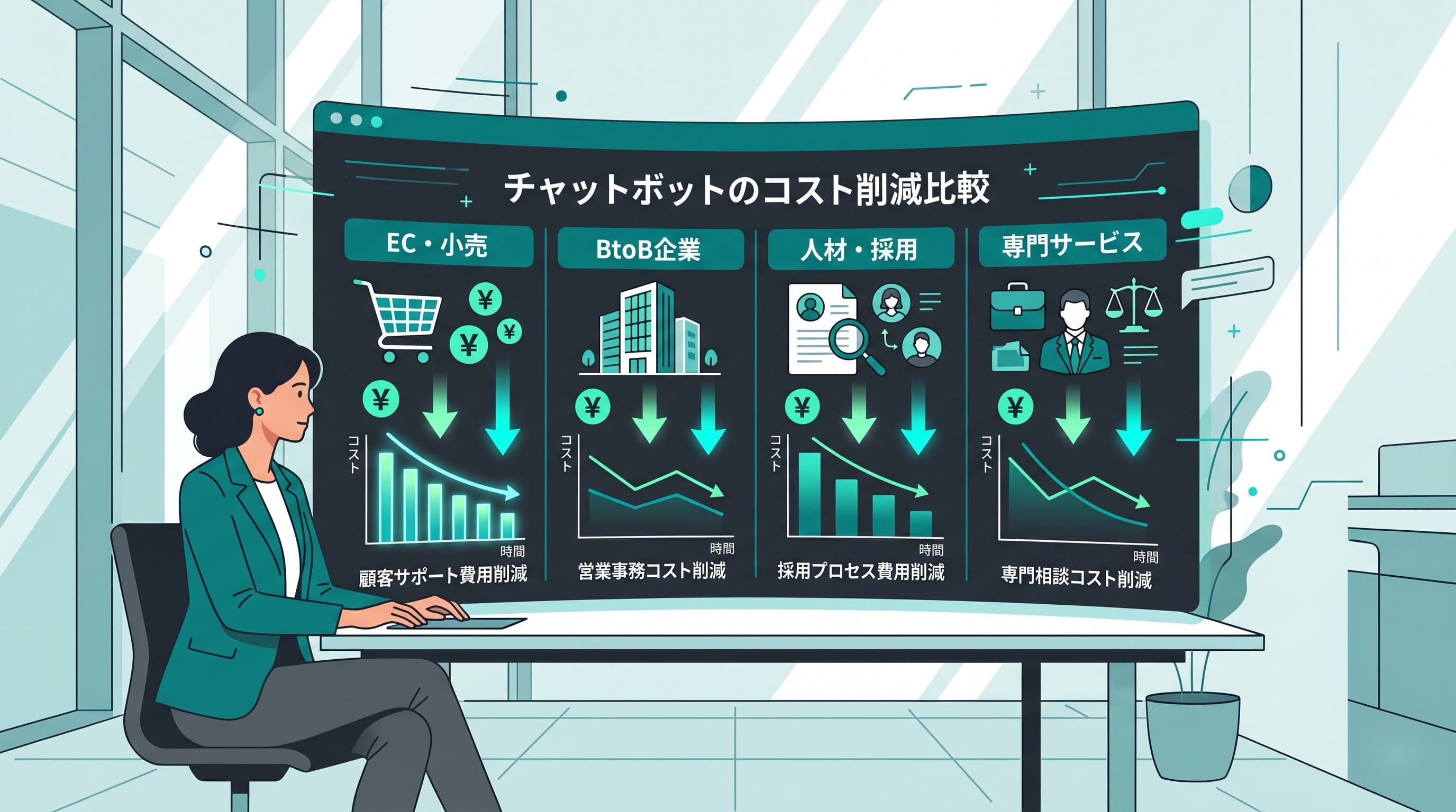 チャットボット導入で人件費はいくら削減できる？業種別の削減効果と実例