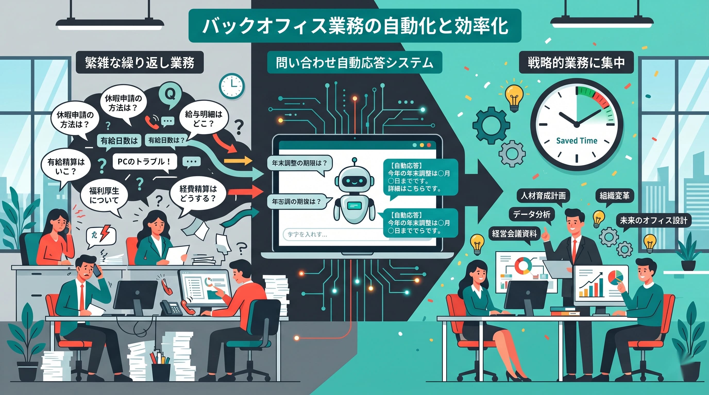社内問い合わせ対応をチャットボットで自動化｜総務・情シスの工数を半減させた事例