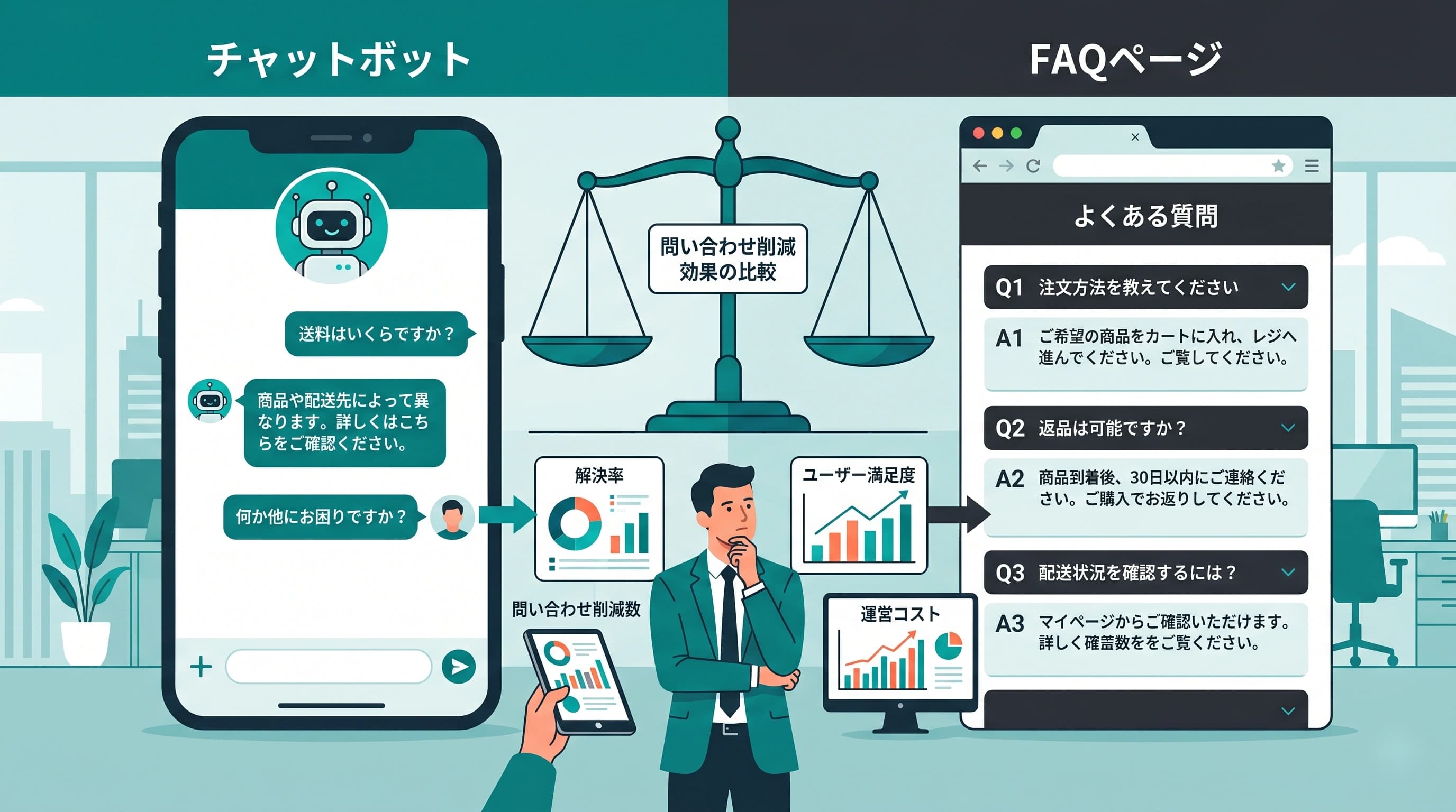 チャットボット vs FAQ ページ｜問い合わせ削減に本当に効果があるのはどっち？