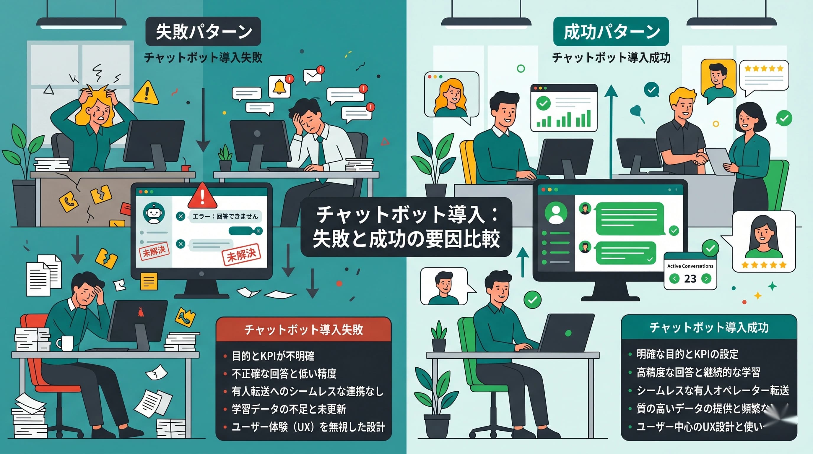 チャットボットの導入で失敗する会社の特徴5つ｜成功企業との差はどこにある？