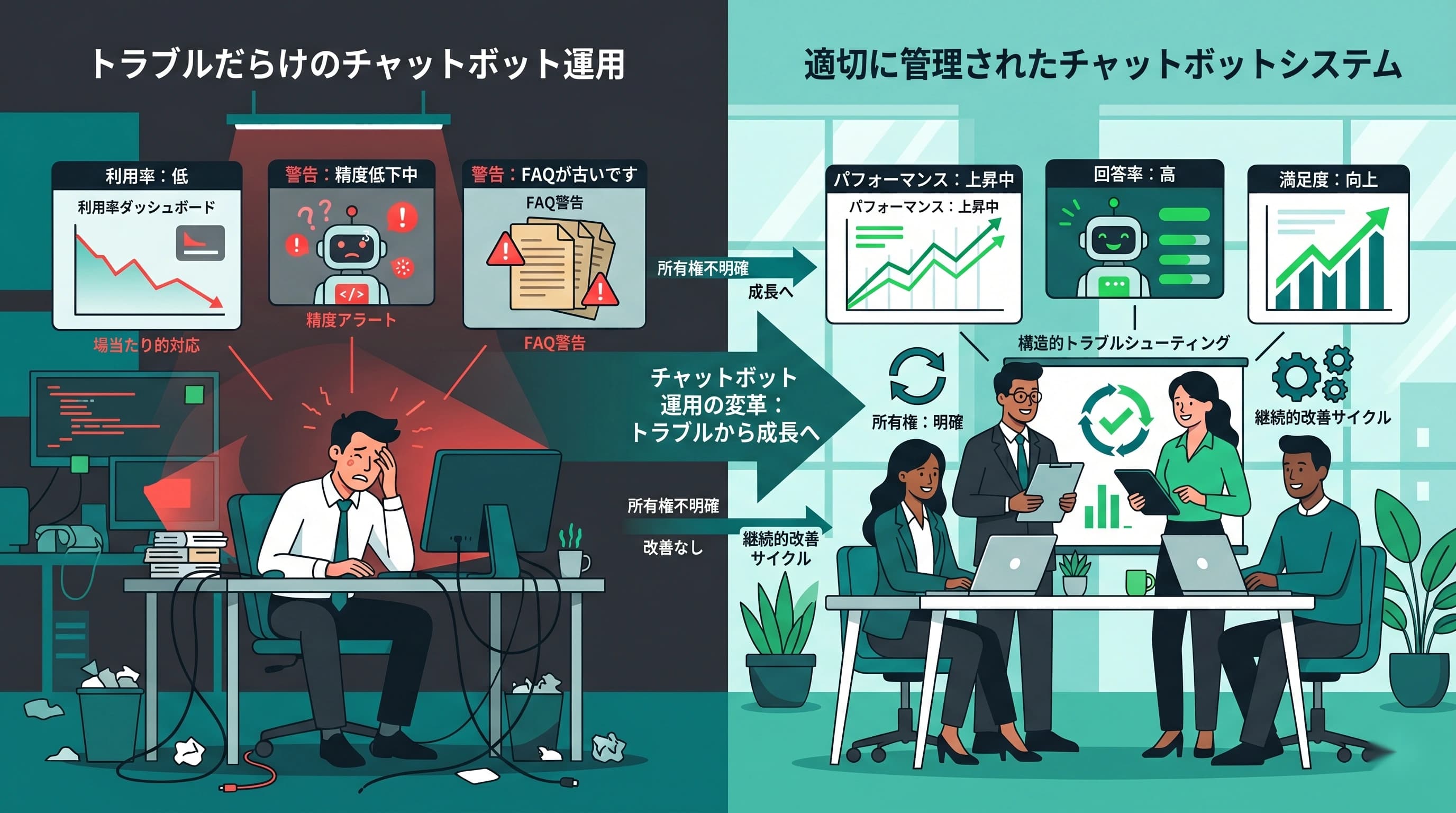 チャットボットの運用で最も多いトラブルと対処法｜導入後に必ず発生する3つの課題