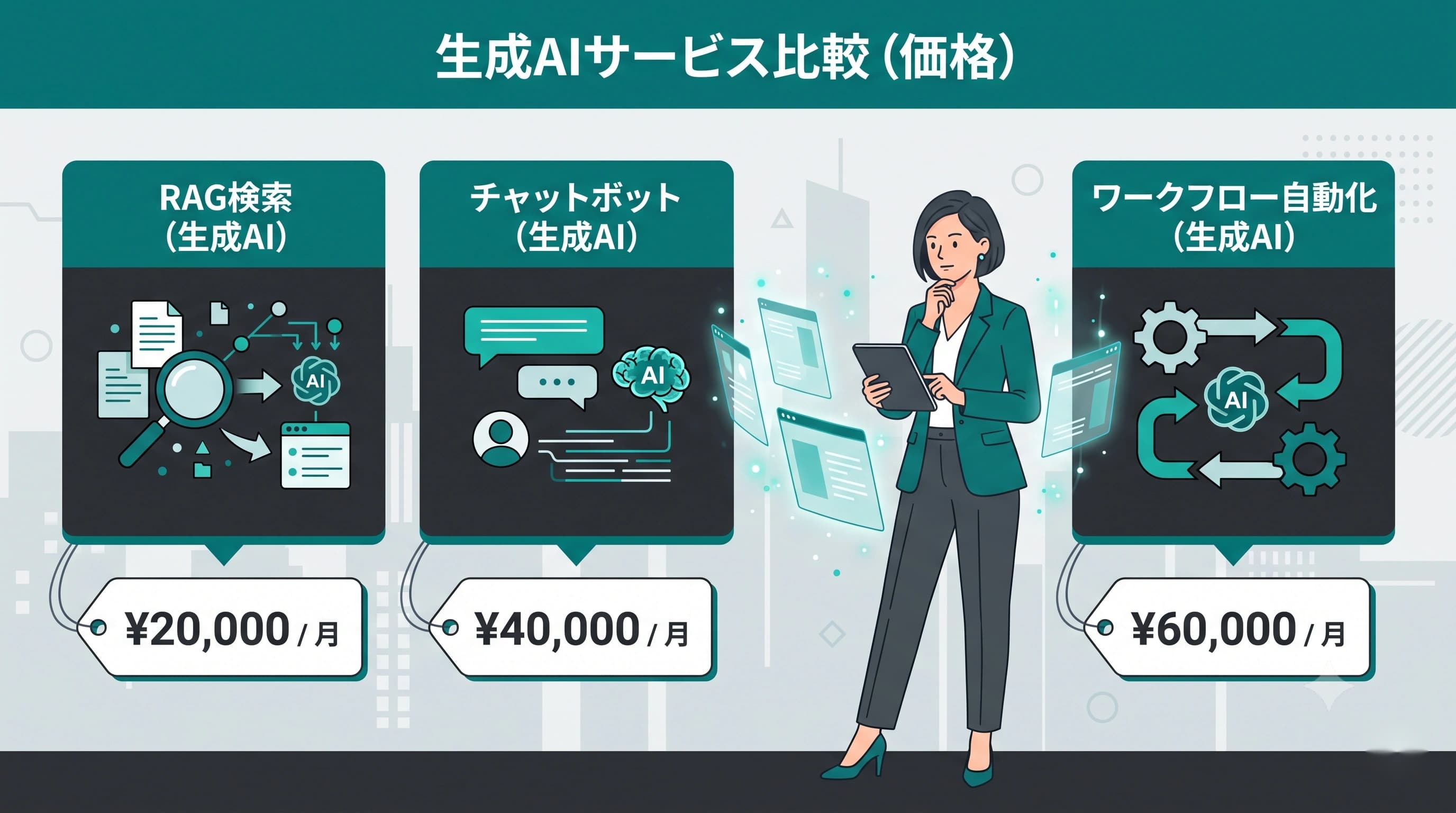 生成AI導入の費用相場｜RAG・チャットボット・自動化の料金を比較