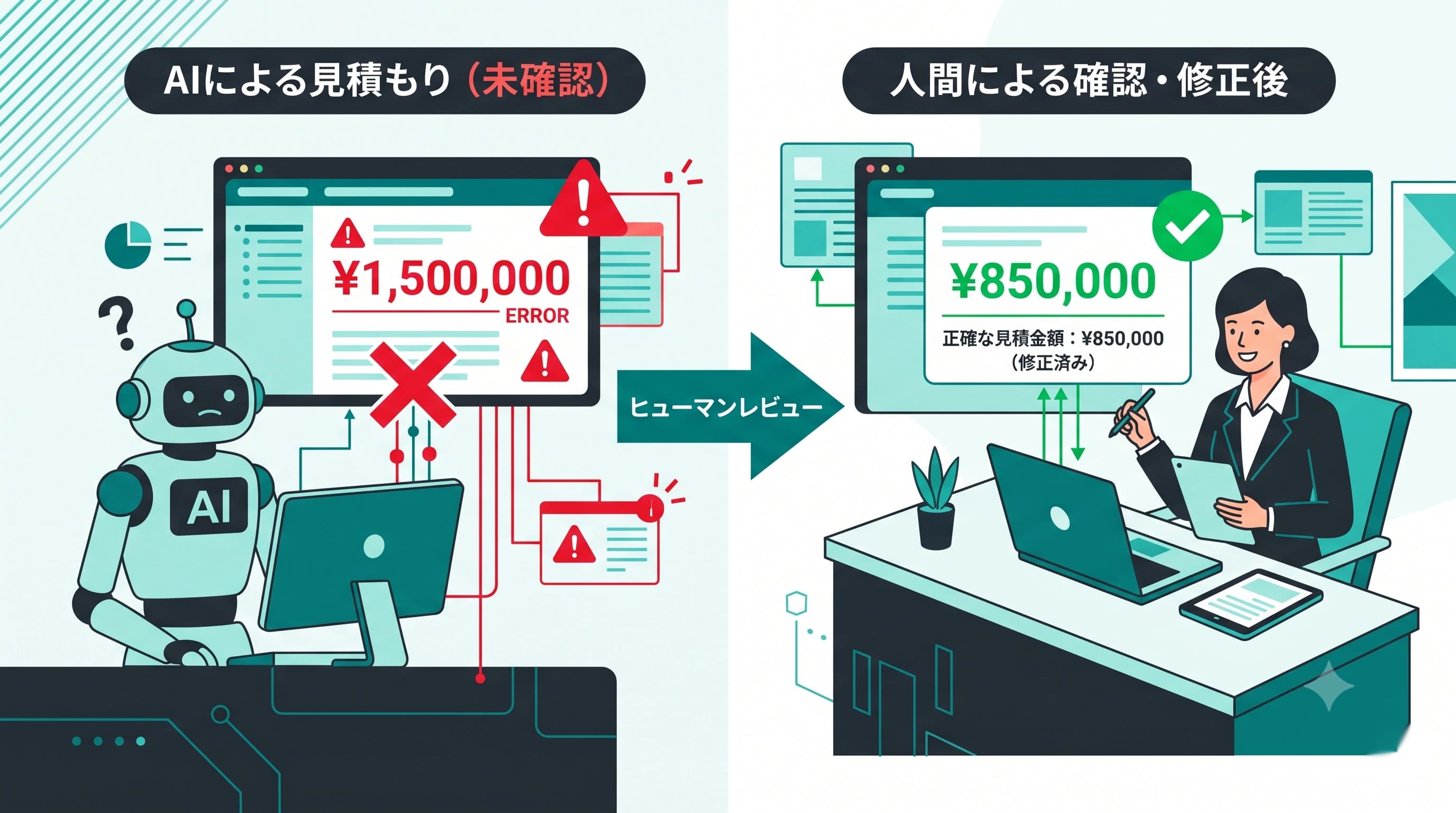 見積もり自動化AIの注意点｜「丸投げ」で起きる精度トラブルと対策